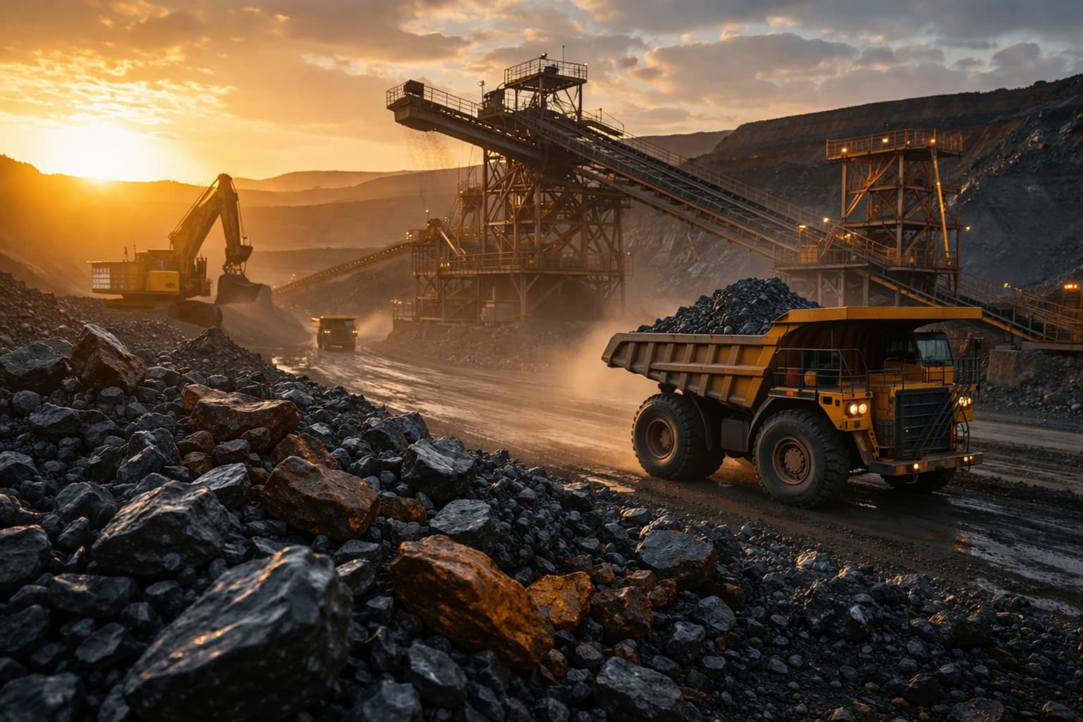 Heavy-duty industrial components for mining and resource handling systems